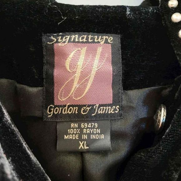 Gordon & James Designer Vintage Y2k Studded Jacket Coat Velour Fur Sz XL - Picture 3 of 5